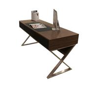 KOHUS Mesa de Escritorio para Computadora, escritorio de oficina en casa, escritorio para laptop, escritorio decorado de cuero con cajón de gran capacidad, estación de trabajo, mesa de estudio
