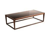 KOHUS Mesas auxiliares pequeñas para dormitorio, mesa de centro rectangular, mesa auxiliar pequeña para sala de estar, mesa de té, superficie de vidrio, color marrón, mesa de café nórdica simple (100