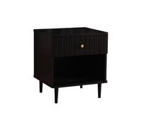 KOHUS Mesas De Noche Para Dormitorio Home - Armario auxiliar pequeño de madera maciza para dormitorio, color negro, mesita de noche, mesita de noche, con cajones