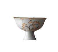 KOHUS Taza de té Taza de té Retro pintada a mano, cerámica for el hogar, taza de pie alto, juego de té de Kung Fu for oficina, taza individual Contenedor de Remojo(B)