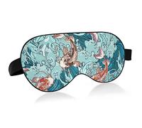 Koi Carp Fish Sea Waves Sleep Eye Mask, Sleeping Mask & Blindfold con diadema elástica Soft Comfort Eyeshade Sleep Cover para viajes Yoga Nap