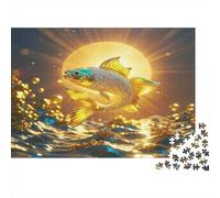 Koi Fish 1000Pc Puzzle for Adults Golden Fish Under Sun for The Whole Family Women, Gifts for Men 52x38cm/1000pcs