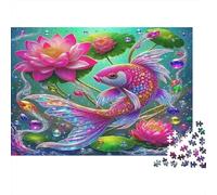 Koi Fish Adult Puzzle for Home Koi Fish with Lotus Educational Game Decompression & Wall Decor 52x38cm/1000pcs