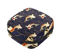 Koi Fish and Waves in Japanese Style Pattern Sanitary Napkin Storage Bag Portable Period Bag for Women Teen Girls Menstrual Cup Pouch Nursing Pad Holder