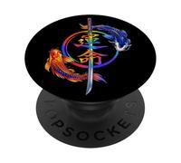 Koi Fish Balance Katana Arte Japonés Ilustración PopSockets PopGrip Adhesivo