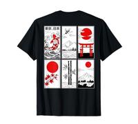 Koi Fish Japanese Art Zen Waves and Red Sun Camiseta