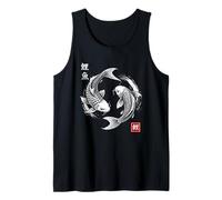 Koi Fish Japonés Yin y Yang Harmony Balance Camiseta sin Mangas