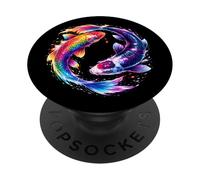 Koi Fish Yin Yang Balance Ilustración Japonesa PopSockets PopGrip Adhesivo