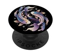 Koi Fish Yin Yang Luna Galaxia Celestial Zodiaco Piscis Arte PopSockets PopGrip Adhesivo