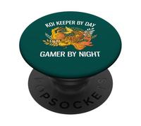 Koi Keeper de día, Jugador de Noche, Divertido Amante de los Juegos de koi PopSockets PopGrip Adhesivo