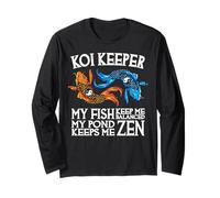 Koi Keeper Mis Peces me Mantienen equilibrado Mi Estanque me Mantiene Zen Manga Larga
