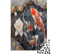 Koi Pescado Arte Design 1000 Piezas Papel Ecológico Paquete De Rompecabezas para Adultos Y Niños De 12 Años Juego De Familia Decoración De Paredes Paquete De Valor 70x50cm/1000pcs