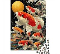 Koi Pescado Arte Print 1000 Piezas Cartón Grueso Rompecabezas Conjunto Coleccionistas Imposible Difícil Desafío Juego Educativo 38x26cm/1000pcs