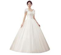 KOIAMVZW Novia Formal Vestido de Novia de Tul Flores de Encaje Bordado Vestido de Fiesta Elegante Fiesta Noche hasta el Suelo Falda Hinchada Hermosa (Blanco 6XL)