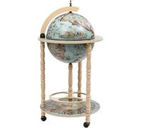 KOIECETA Mueble Bar de Bola del Mundo Botellero Botellas Minibar Almacén de Licor de Globo Terráqueo Armario de Bebidas Azul Madera de Eucalipto (Azul Y Blanco)