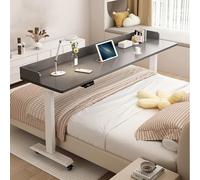 KOINEN Mesa sobre cama, mesa de cama ajustable en altura, mesa para el hogar para laptop, escritorio móvil de cama de hospital, mesa de cama rodante. (gris blanco, 180 cm)