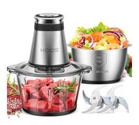 Koios Máquina de cocina, picadora eléctrica de 500 W con 2 tazones (8 tazas + 8 tazas) y 2 cuchillas de dos niveles, picadora eléctrica pequeña para nueces, carne, cebolla, ajo, alimentos