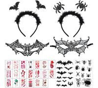 KOIROI Diadema de murciélago, diadema de Halloween, diadema de vampiro, murciélago con felpa y efecto brillante para prank monstruo, horror, Halloween, carnaval, carnaval, disfraz accesorio (C)