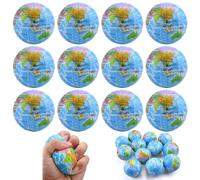 KOIROI Pelota Antiestrés Globo Terráqueo, Set De 12 Piezas De Espuma Para Niños Y Adultos, Juguete Educativo De Geografía, Alivio Del Estrés Y Ansiedad, Regalo Ideal