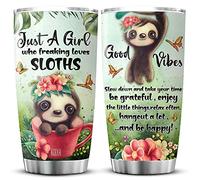 KOIXA Vaso de viaje de café perezoso de acero inoxidable Just A Girl Who Loves Sloths Cup con tapa, tazas con estampado de animales para mujeres, lindas cosas de perezosos para niñas, regalo de Navidad, regalo de cumpleaños