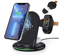 KOJACMUR Cargador inalámbrico 3 en 1 para Fitbit Charge 5/Fitbit Luxe, estación de carga inalámbrica compatible con iPhone 14/12 Pro Max/13/11/8, para Samsung Galaxy S22+ S22, para AirPods Pro/3