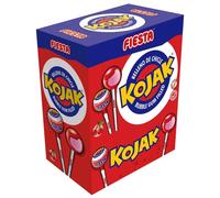 Kojak Cereza Chupa Fiesta 100 Unidades sin Gluten, sin Lactosa, apto para veganos, ideal para disfrutar sin alérgenos