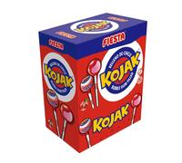 Kojak Fiesta - Caja 100 Kojak - Sabores: Cereza - Cola - Helado - Power - Sandia - Pop Corn. Chupa Chup Kojak Relleno de Chicle