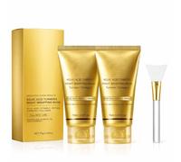 Kojic Acid Turmeric Night Wrapping Mask with Vitamin C & Retinol, Peel Off Overnight Face Mask with Collagen, Deep Nourishing Brightening Mask for Dull Skin, 75ml + Silicone Brush(2pcs)