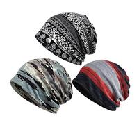 Kojoon Sombrero de quimioterapia para Hombres, Paquete de 3 Gorros, Gorro, Bufanda, turbantes, Sombrero, Gatsby, cáncer, Cabeza, envolturas Mix Color2