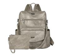 kokdid 2 mochilas de piel sintética para mujer, diseñadoras, bolso de hombro para mujer, bolso de mano de moda, para el trabajo, viajes, con monederos, mochilas de diseño convertible, Gray