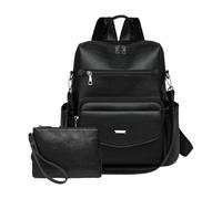 kokdid 2 mochilas de piel sintética para mujer, diseñadoras, bolso de hombro para mujer, bolso de mano de moda, para el trabajo, viajes, con monederos, mochilas de diseño convertible, Black