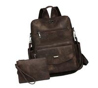 kokdid 2 mochilas de piel sintética para mujer, diseñadoras, bolso de hombro para mujer, bolso de mano de moda, para el trabajo, viajes, con monederos, mochilas de diseño convertible, Color café