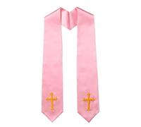 kokdid Estola reversible bordada con borlas de diseño cruzado para sacerdotes, pastores, servicios, ceremonias religiosas, estola reversible de clero, a, Talla única