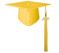 kokdid Gorra de graduación de 2026, diseño clásico, cómoda, transpirable, para ceremonia de adultos y niños, eventos formales, cómoda gorra de tela transpirable, amarillo, aldult