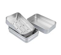 kokdid Jabonera cuadrada de aluminio con tapa, soporte de aluminio, bandeja de viaje para el hogar, funda de jabón impermeable