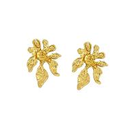 kokdid Pendientes de flores vintage chapados en oro y plata para mujer con diseños ondulados texturizados y remolinos geométricos irregulares, 2.8x4cm, Metal