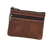 kokdid Tarjetero de piel de oveja con diseño de película natural, diseño de piel de oveja, rojo marrón