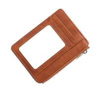 kokdid Tarjetero portátil de piel sintética con bloqueo de tarjetas, monedero con cremallera, bolsillo para cambio para reuniones de negocios y tarjetero de viaje, Brown