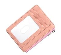 kokdid Tarjetero portátil de piel sintética con bloqueo de tarjetas, monedero con cremallera, bolsillo para cambio para reuniones de negocios y tarjetero de viaje, a