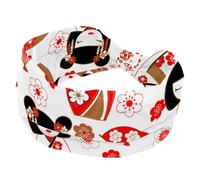 Kokeshi - Diademas de muñecas japonesas para mujer, turbante ancho, antideslizante, banda elástica para el sudor, yoga, entrenamiento, bandana suave