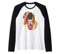 Kokeshi Doll Koi Fish Japonés Estética Amante Camiseta Manga Raglan