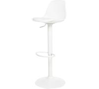 Koketto Home Taburete ajustable con asiento de polipropileno blanco y patas negras.