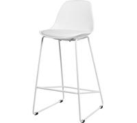Koketto Home Taburete alto con asiento en polipropileno blanco y patas metálicas