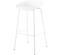 Koketto Home Taburete alto de cocina de polipropileno con patas de metal blanco.