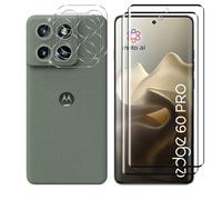 Kokio 2 Piezas Protector de Pantalla para Motorola Moto Edge 60 Pro, con 2 Piezas Protector de Lente de Cámara, Ultra HD Cristal Templado, Dureza 9H, Anti Arañazos, Sin Burbujas