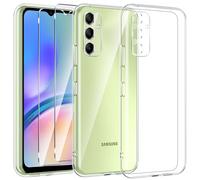 Kokio Funda para Samsung Galaxy A05s con 2 Piezas Cristal Templado, Carcasa Protectora Funda para Samsung A05s, Transparente Silicona Soft TPU Caso, Pantalla y Cámara Doble Protección