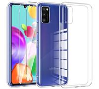 Kokio Funda para Samsung Galaxy A41 con 2 Piezas Cristal Templado, Carcasa Protectora Funda para Samsung A41, Transparente Silicona Soft TPU Caso, Pantalla y Cámara Doble Protección