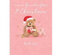 Koko Designs Piccadilly Greetings - Tarjeta de Navidad clásica para nieta, diseño de osito, 20 x 15 cm