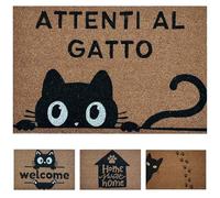 koko doormats Felpudo Entrada Casa - Attenti al Gatto, 60x40 cm, Coco