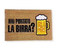 koko doormats Felpudo Entrada Casa Original de Coco en Italiano “Hai portato la Birra?” | Alfombra de Entrada Antideslizante para Exterior e Interior | 60x40 cm | Diseño Divertido | Base PVC Segura